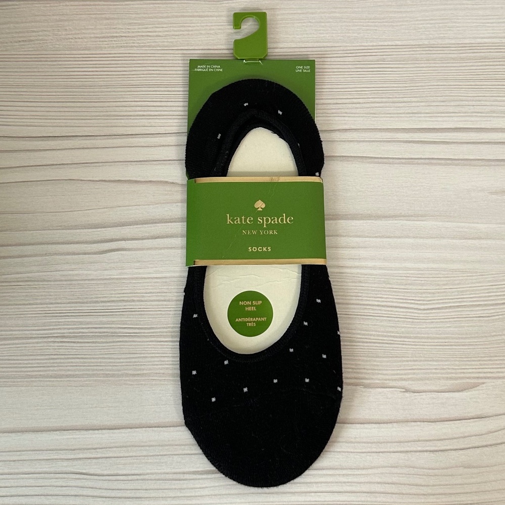NWT Kate Spade Black Cream Polka Dot Socks Liners 1 Pair